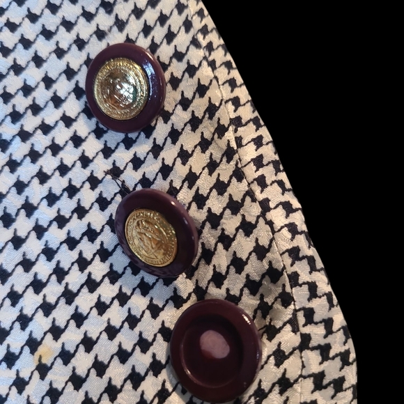 Black and White 100% Silk Checkered Dress with Pink and Green Accents - Picture 3 of 7